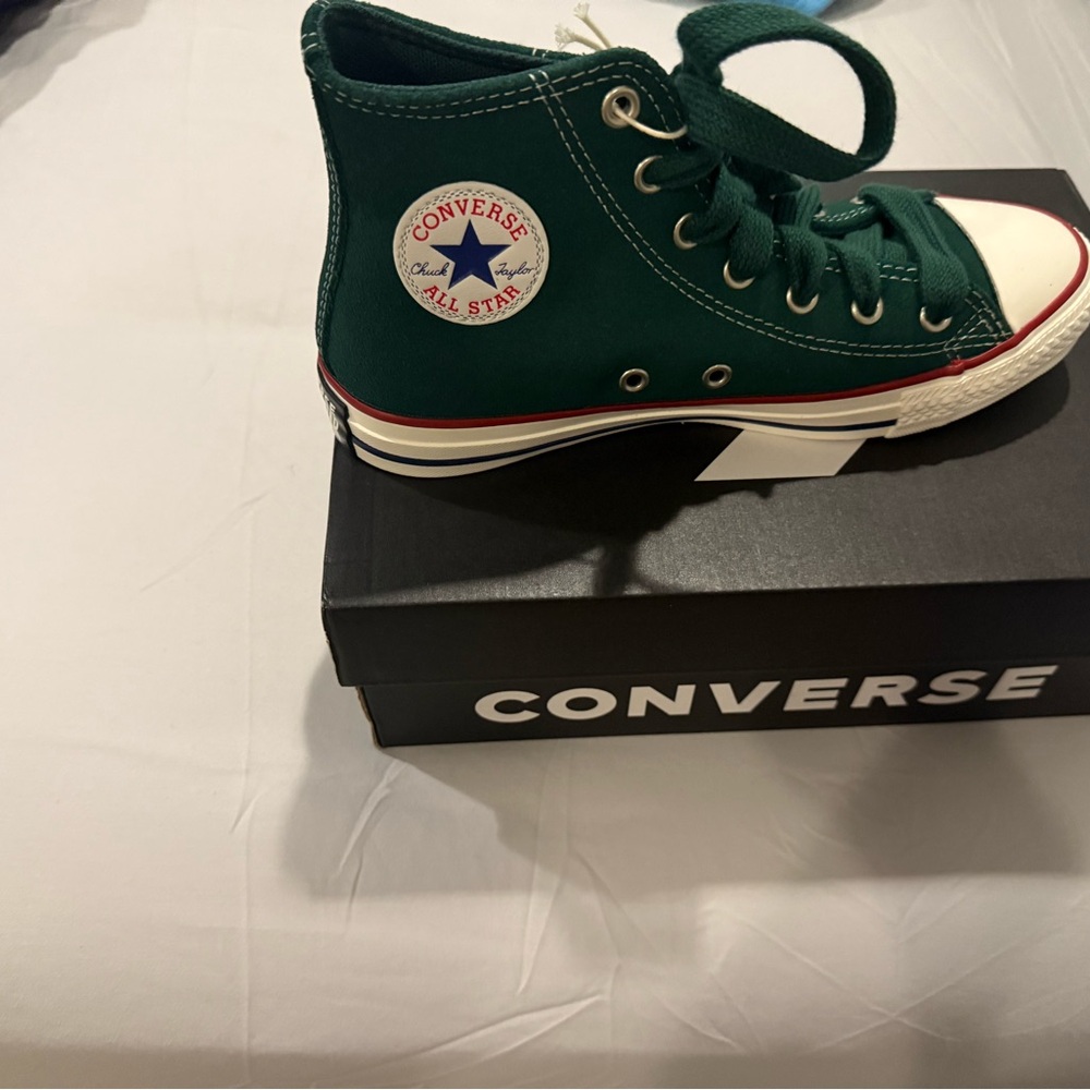 Converse High Top Sneaker - Forest Green with White & Red Accents